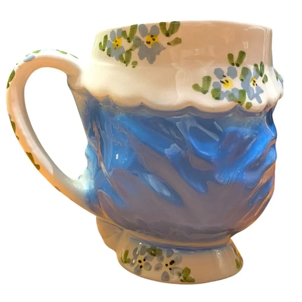 Vintage 1950s Lefton Miss Priss Blue Kitty Cat Kitsch Teapot Japan Made & 2 Cups